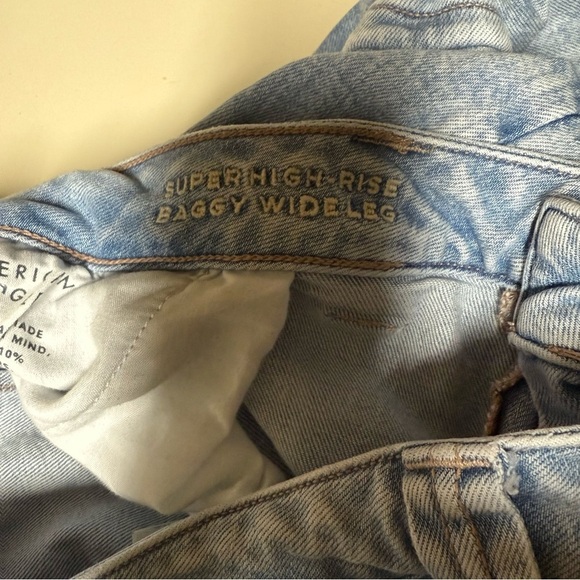 American Eagle Womens Super High Rise Baggy Wide Leg Jean Size 16 Denim - Picture 7 of 15